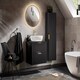 image 2 of Bathroom 600mm Vanity Unit with Countertop and Sink Floating Complete Modern Set Ribbed Textured Black - Adel