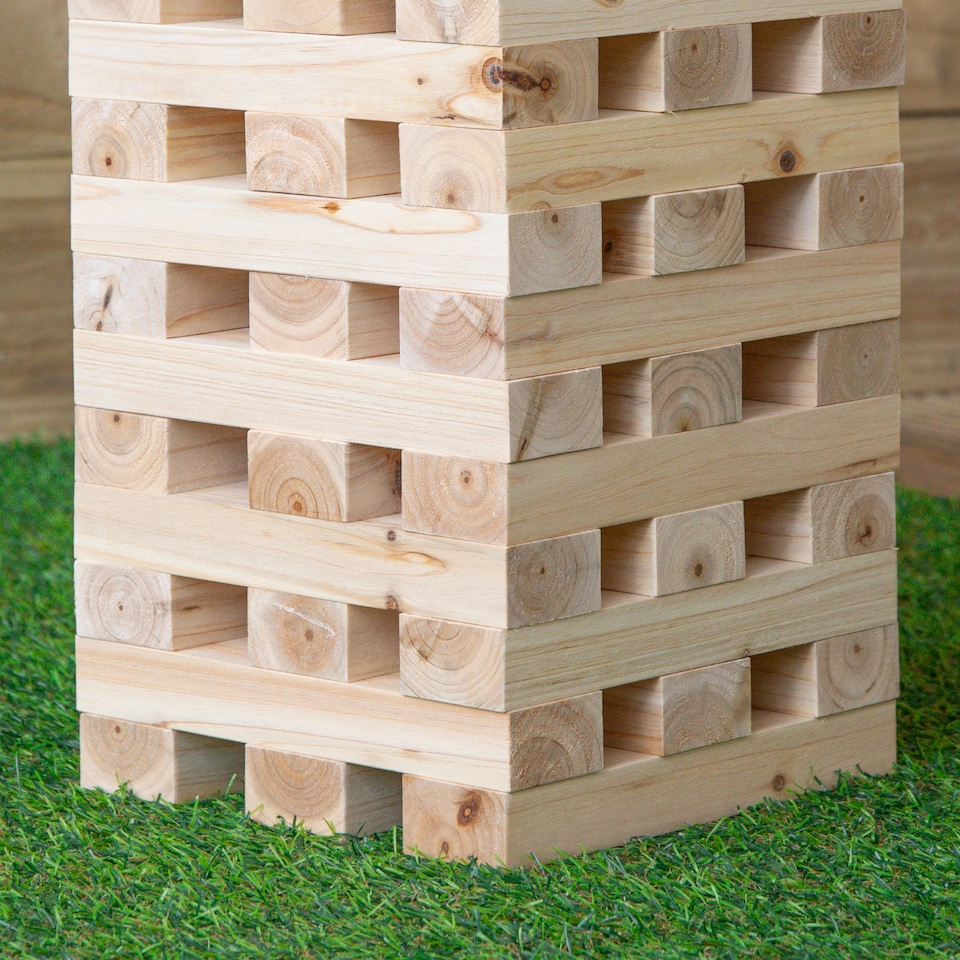 image 1 of Giant Wooden Jenga Style Tumbling Tower Garden Party Game