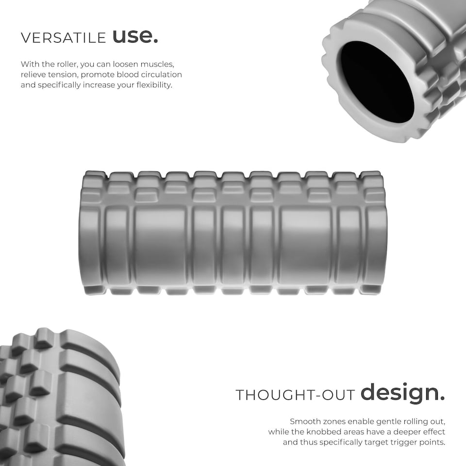 image 1 of Foam Roller with Textured Surface for Therapy Treatment, 335 x 145 mm | Grey | grey | 33,50 x 14,50 x 14,50 cm | 2