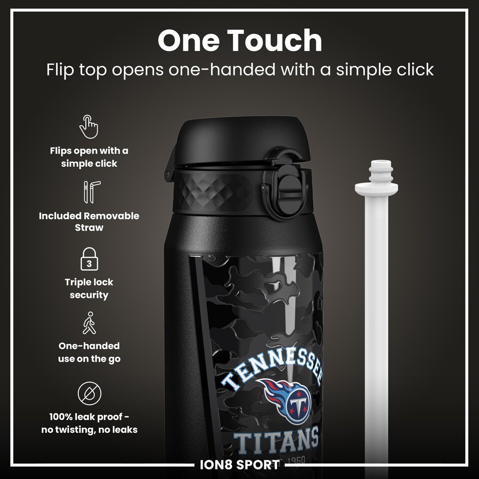 image 1 of NFL x Sports, Vacuum Insulated Steel Bottle, Series, 750ml (24oz) | Black | NFL Black Titans | One Size