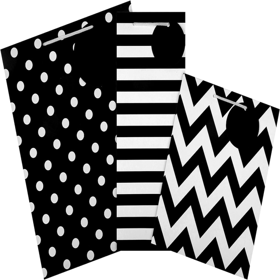 image 1 of Contemporary Black Designs Multi Occasion Gift Bag Bundle 3 Essential Sized Bags