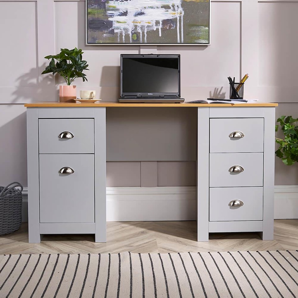 image 1 of Computer Desk Study Table Home Office Workstation Furniture | Grey