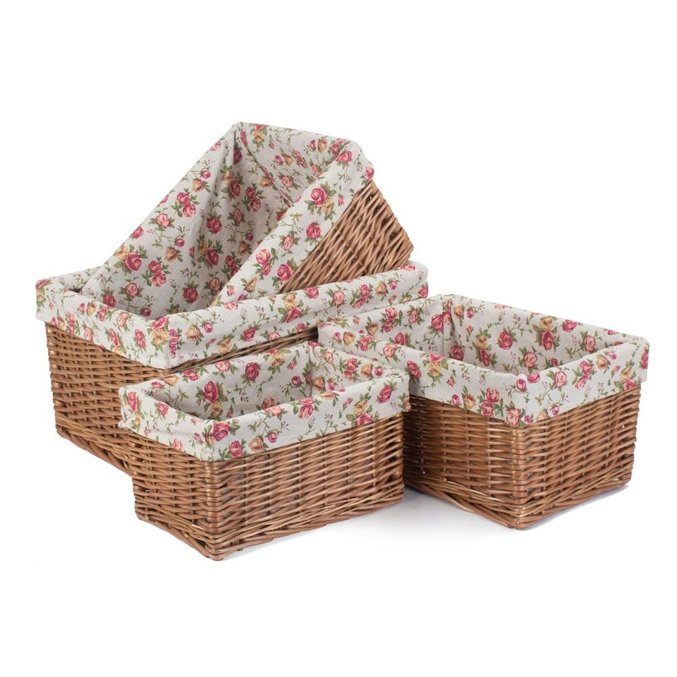 image 1 of Double Steamed Garden Rose Willow Storage Baskets Multi | Multi | L