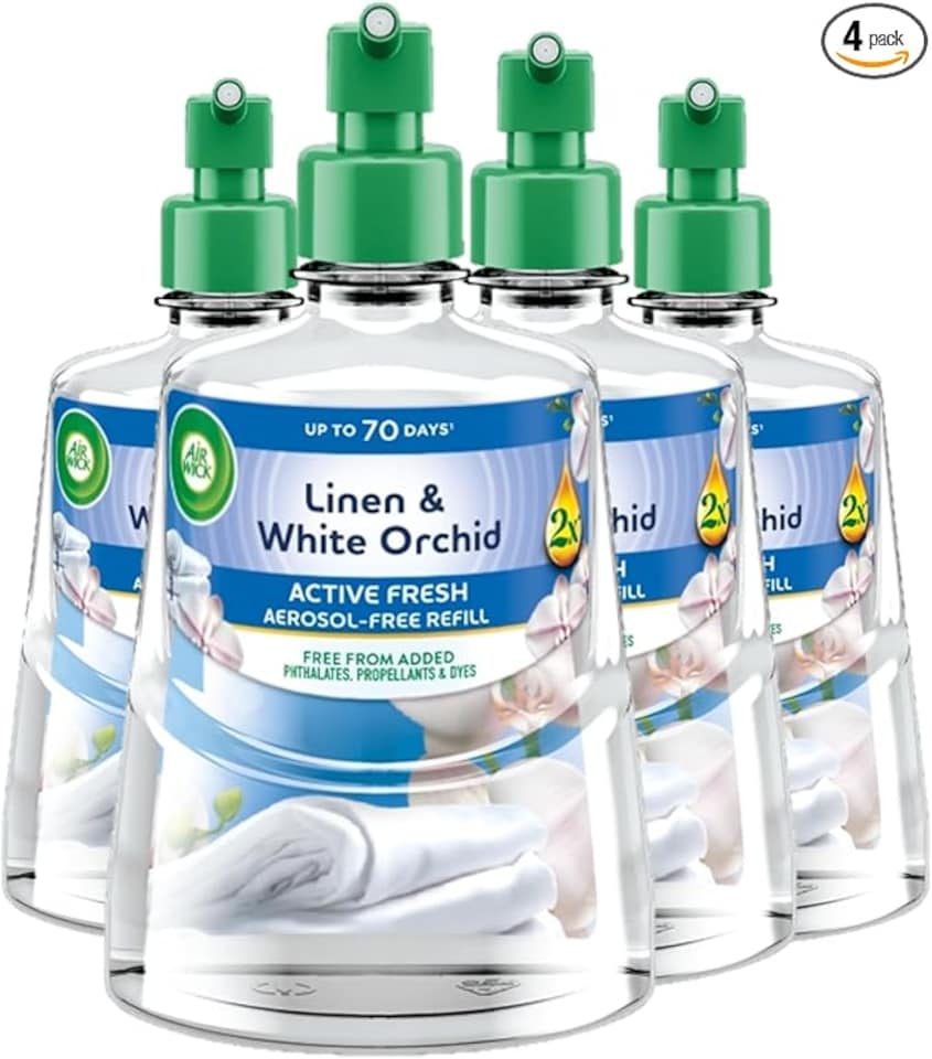 Air Wick Linen & White Orchid Automatic Spray Refill Air Freshener, 228ml Pack of 4