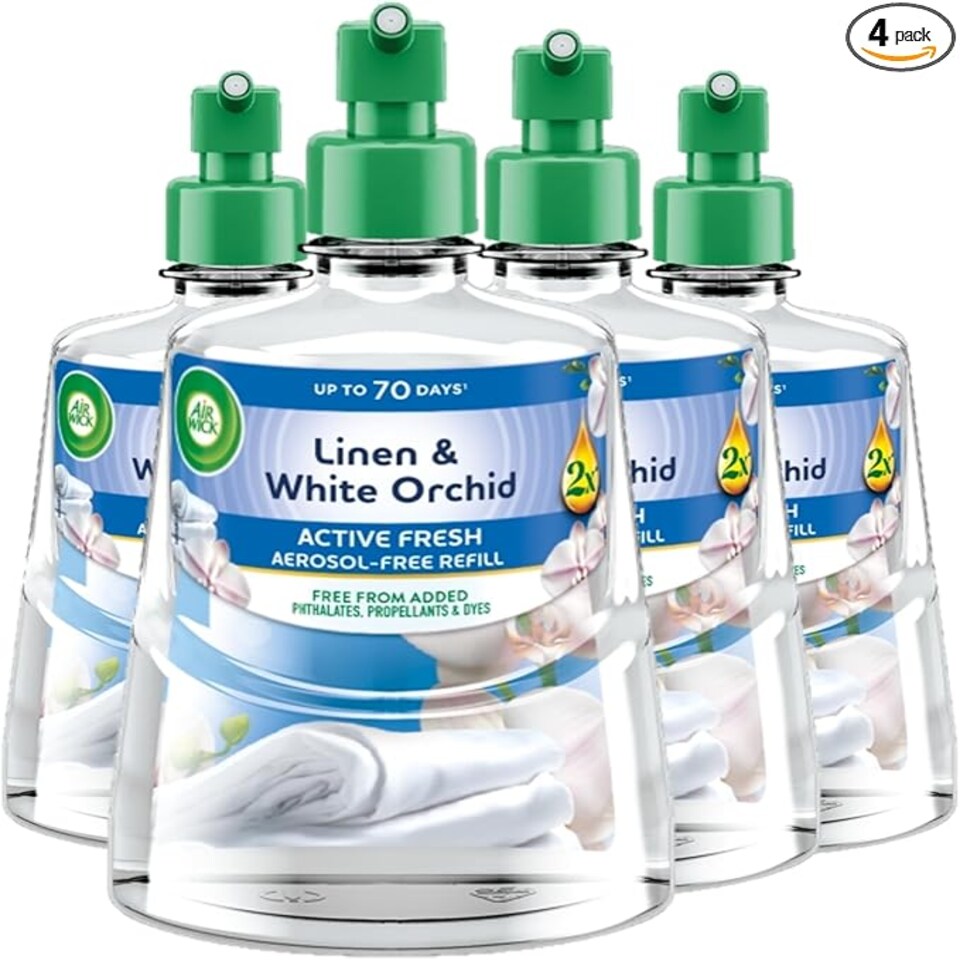Air Wick Linen & White Orchid Automatic Spray Refill Air Freshener, 228ml Pack of 4