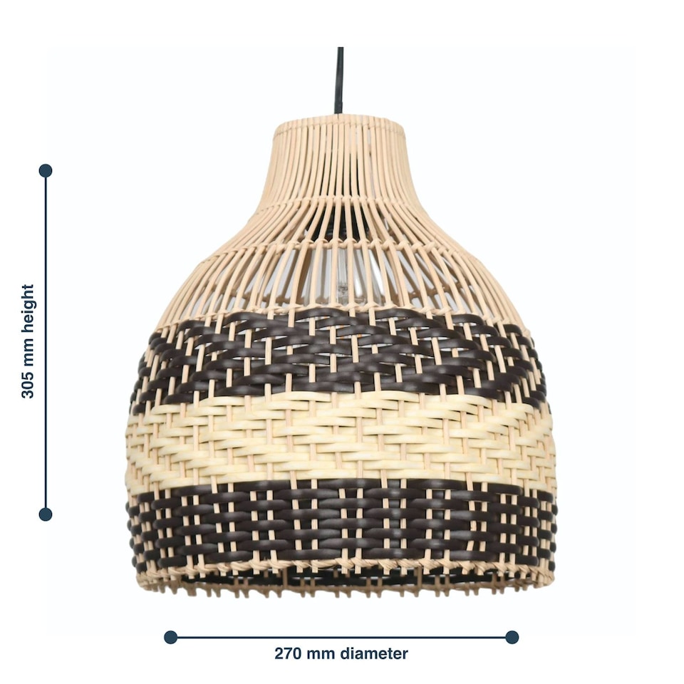 image 1 of Set of 2 Tanya - Natural Rattan Mix Pendant Lightshades | Cream | Medium | 2