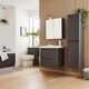 image 2 of Bathroom Wall Mounted 2-Drawer Vanity Unit with Basin 500mm Wide - Matt Graphite - (Arch) - Brassware Not Included | Grey | Grey | 1