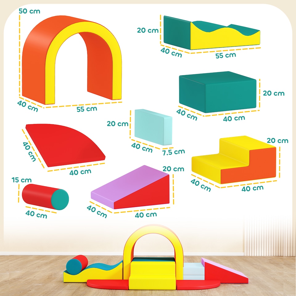 image 1 of AIYAPLAY Kids Soft Play Set, 10PCs Soft Play Equipment for Toddlers