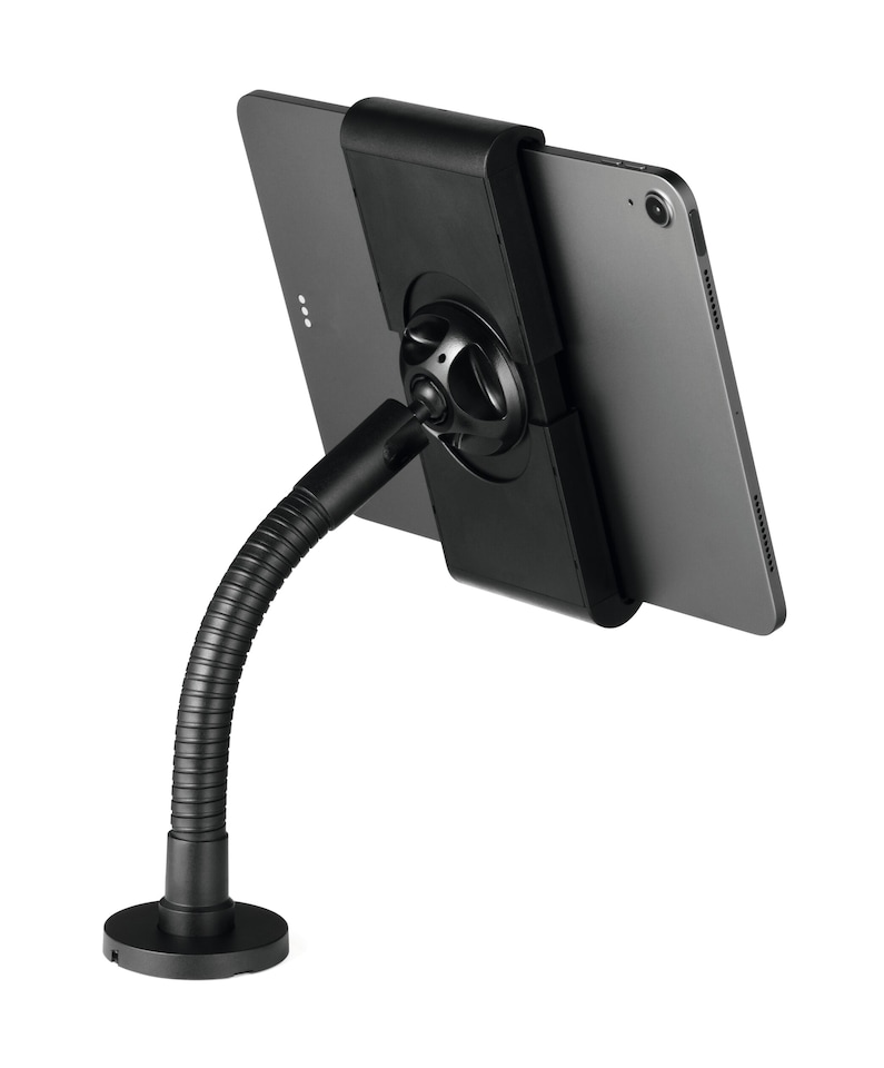 image 1 of Durable TOUGH Anti-Theft Lock Goose Neck Tablet Holder Wall/Table Mount  | Black | Black