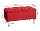 image 3 of Londona 137cm Chesterfield Ottoman Storage Bench - Plush Velvet Shoe Bench - Red Upholstery Footstool with Storage