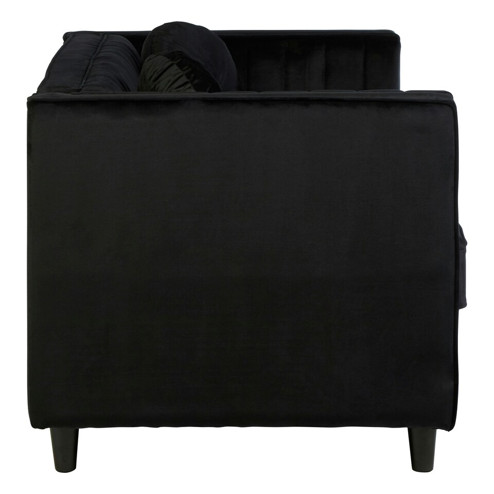 image 1 of Farah Two Seat Black Velvet Sofa Black