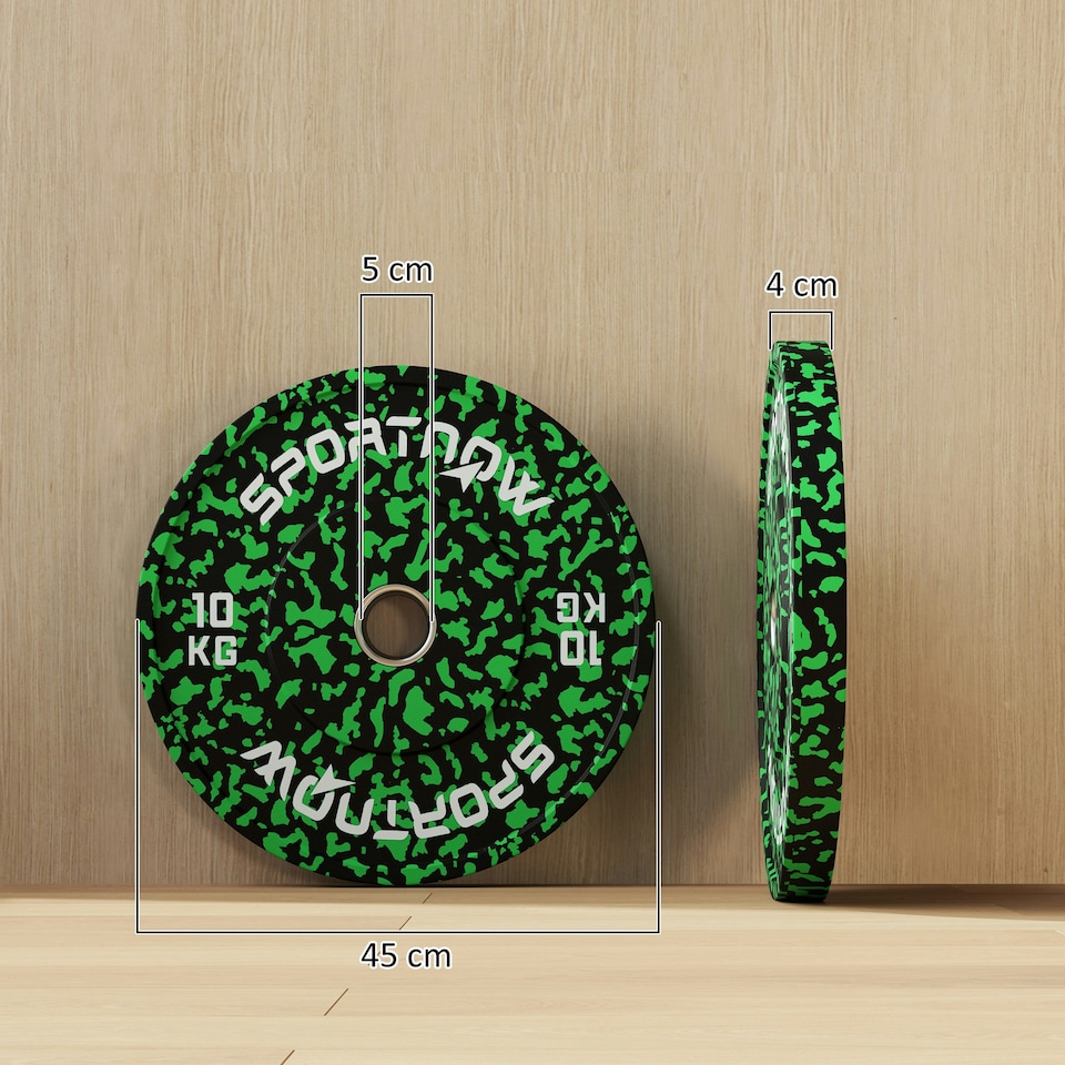 image 1 of SPORTNOW Olympic Weight Plates with 5cm Holes, for Weight Lifting, 2 x 20kg