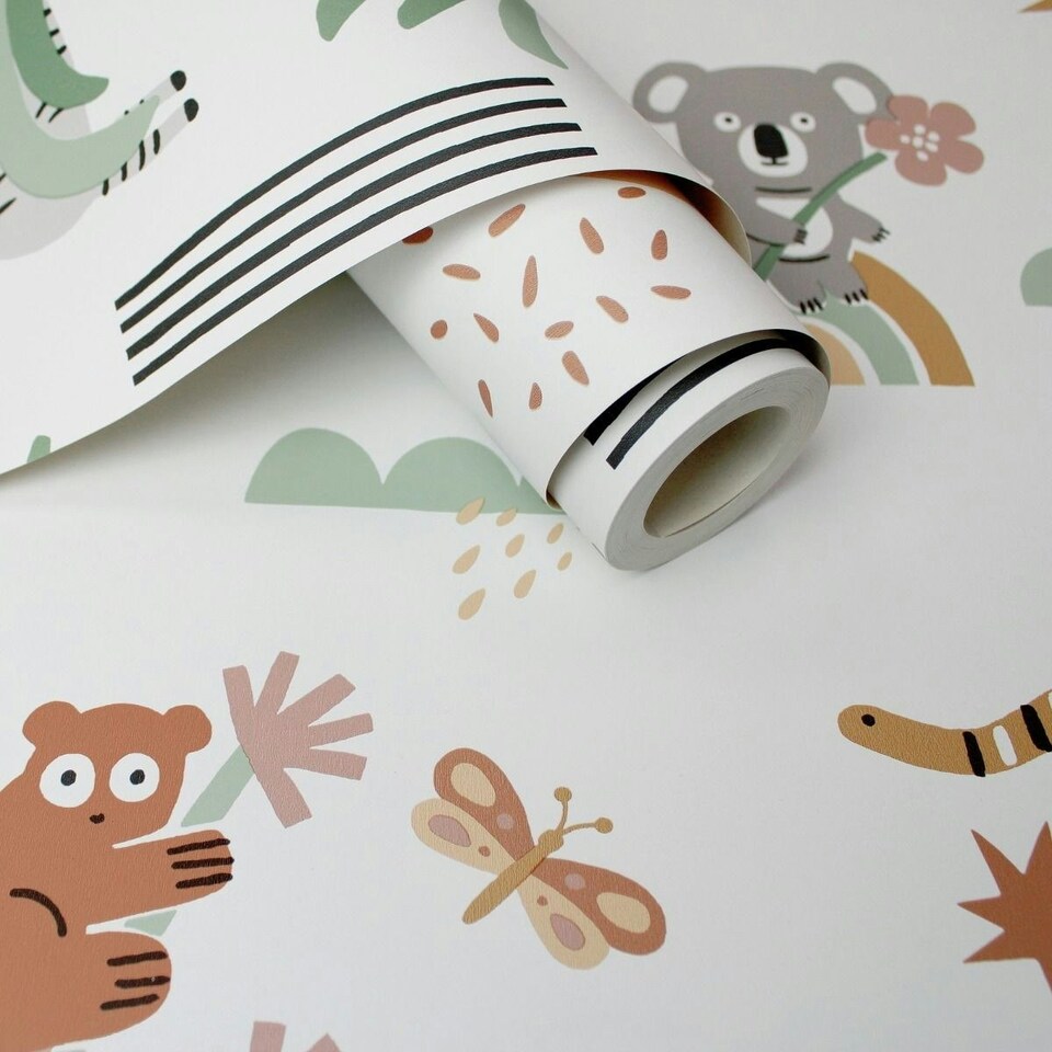 image 1 of Holden Décor Animals Wallpaper - Sage/Beige - 10m x 53cm Green