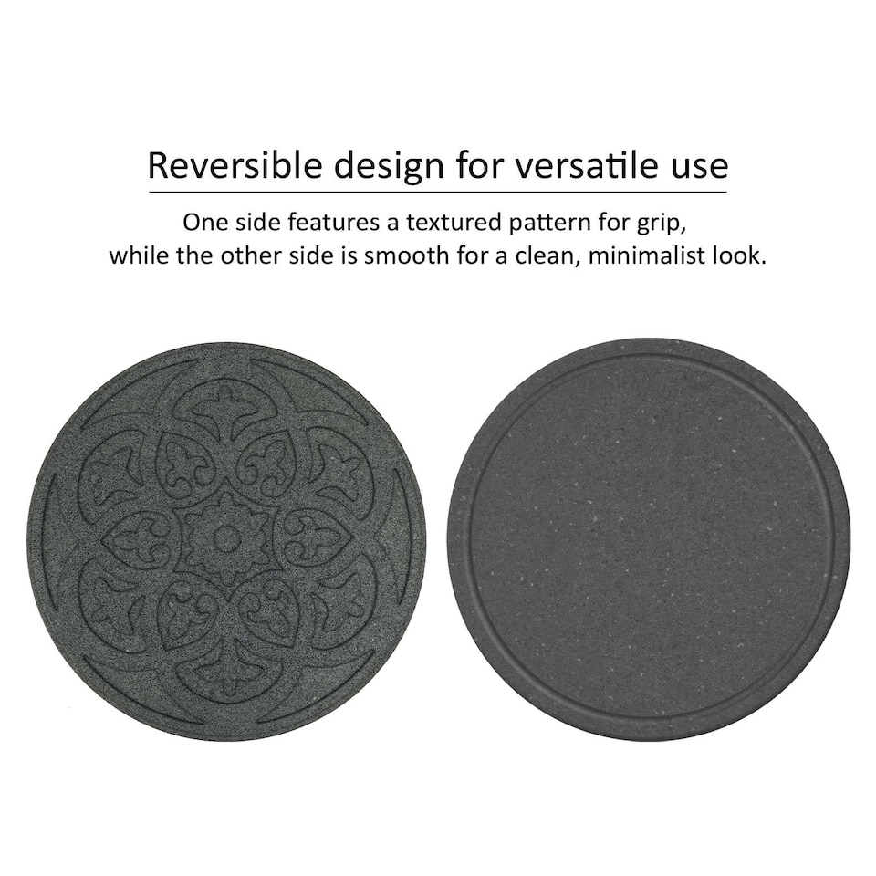 image 1 of Nicoman Round Grey Scroll Stepping Stone - Pack of 4 | Grey | Grey | Pack of 4