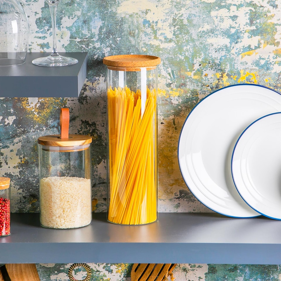 image 1 of Argon Tableware Glass Storage Jars with Cork Lids - 2 Litre - Pack of 3