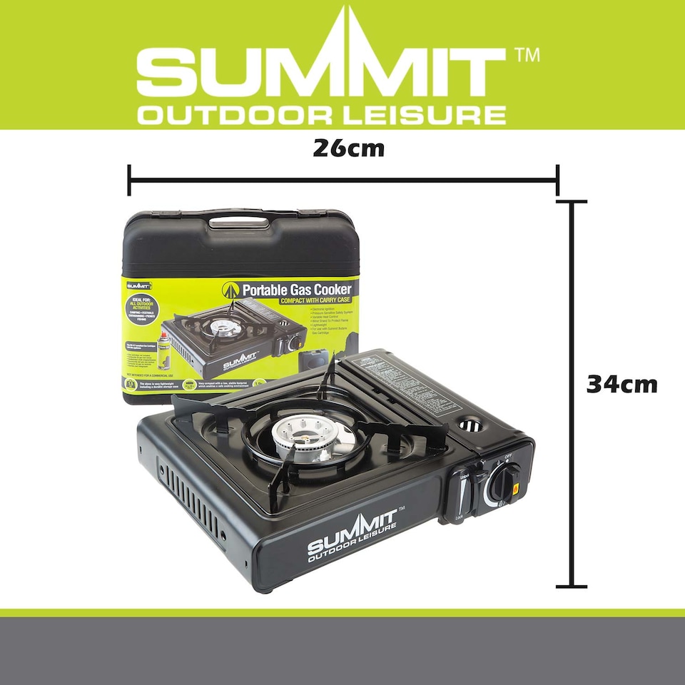 image 1 of vfm-estore Portable Gas Stove with Electronic Ignition and Wind Shield - Black