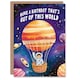 image 1 of Birthday Card Out Of This World Cute Astronaut Hot Air Balloon