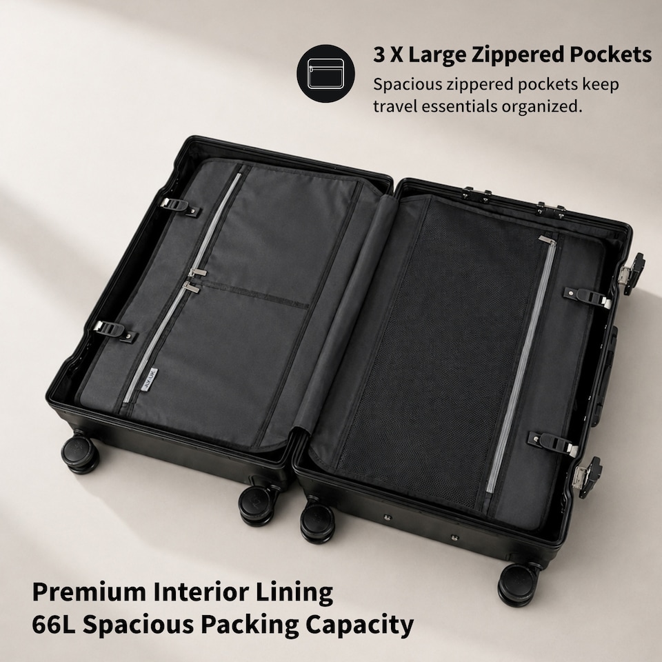 image 1 of Zipperless Polycarbonate Suitcase, Hard Shell, TSA Lock, 4 Wheels