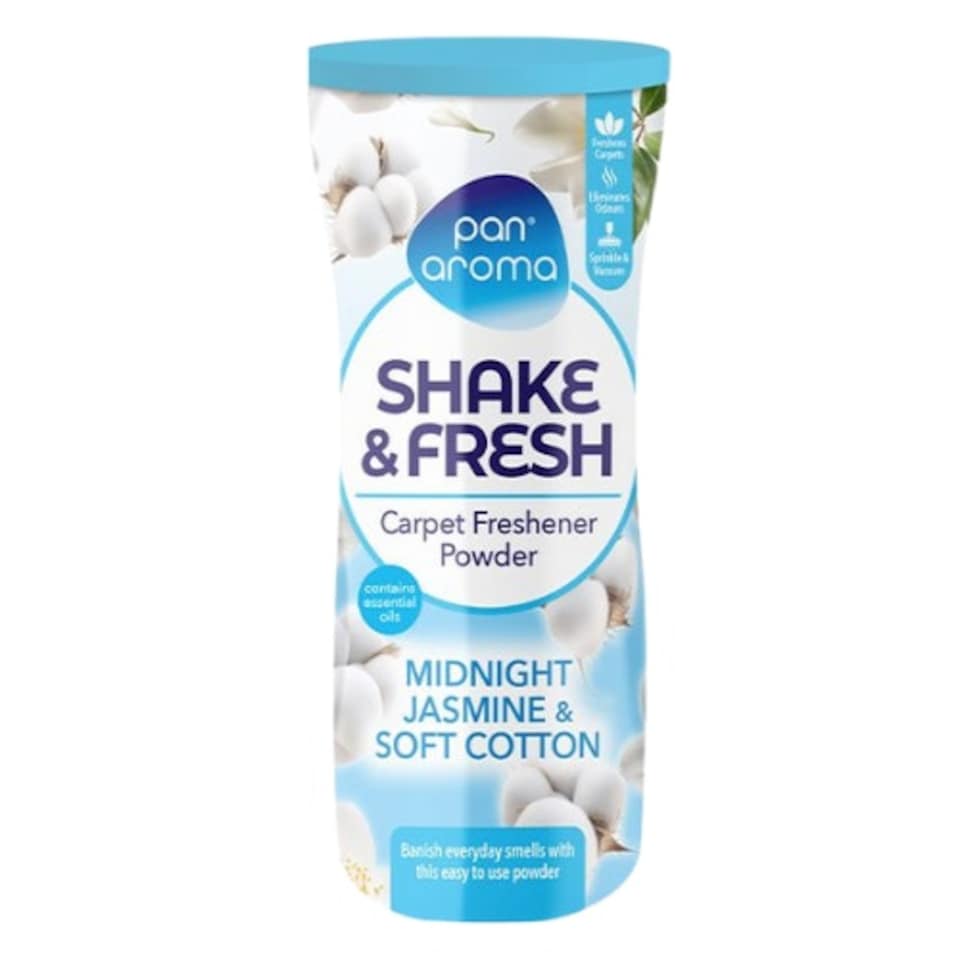 Pan Aroma Shake & Fresh Carpet Freshener Powder Midnight Jasmine & Soft Cotton 500g