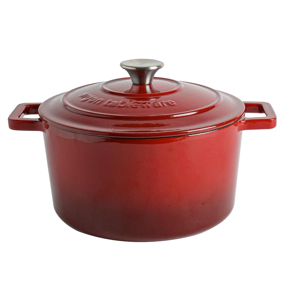 image 1 of Argon Tableware Round Cast Iron Casserole Dish - 4.65L - Red Ombre | Red | Red Ombre | 1