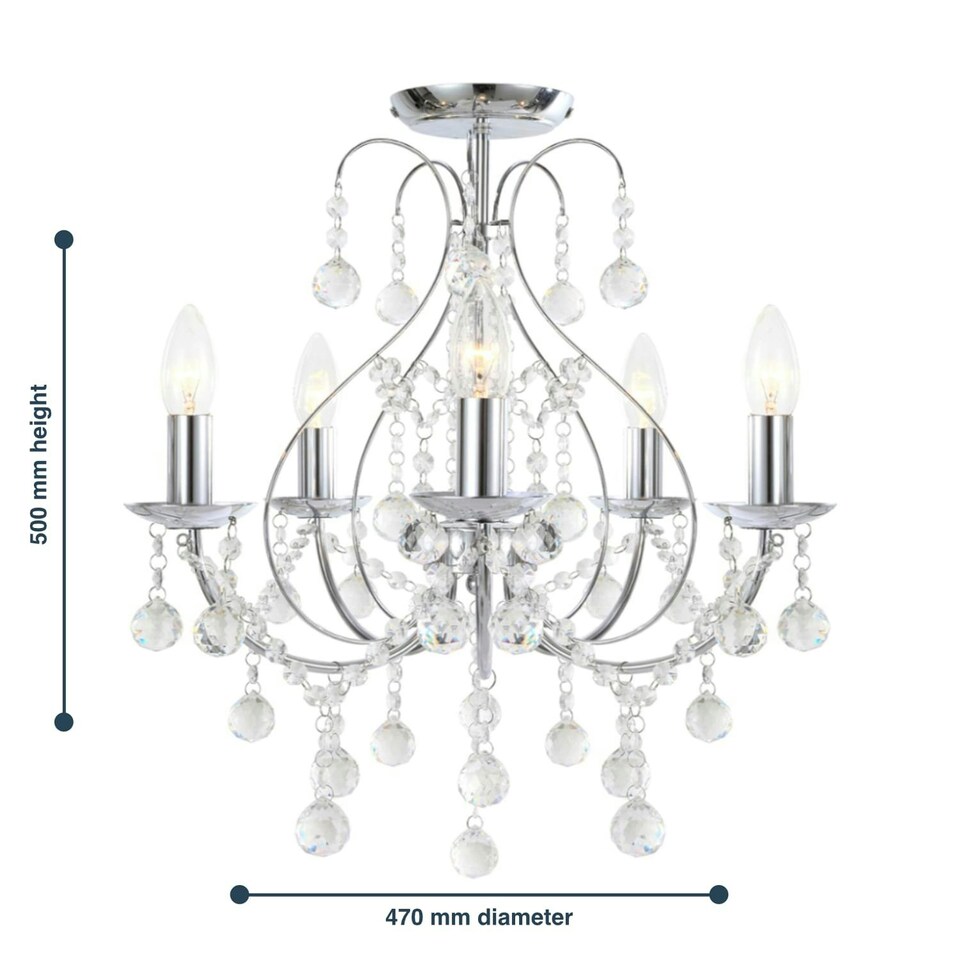 image 1 of First Choice Lighting Chrome 5 Light Crystal Chandelier Chrome | Clear