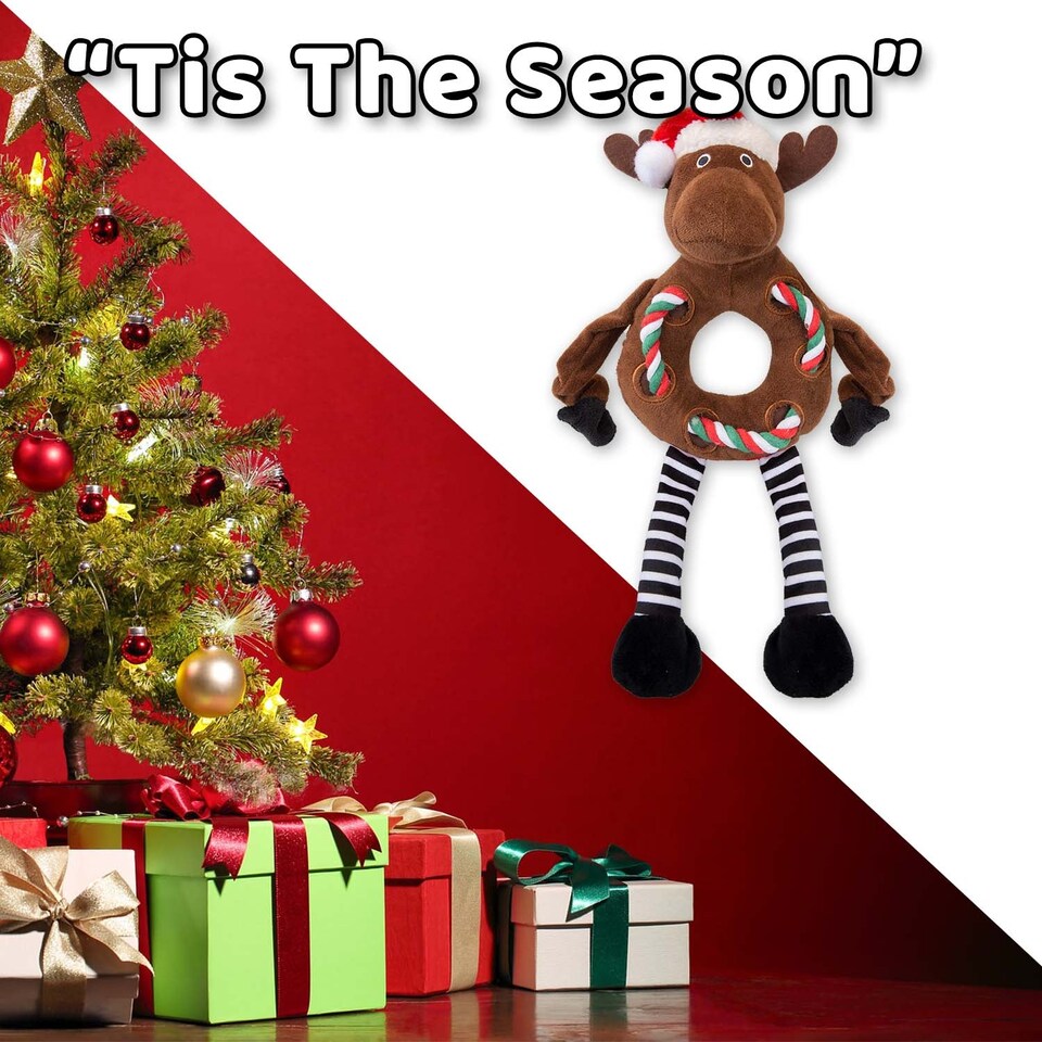 image 1 of vfm-estore Christmas Reindeer Pet Toy 45.5cm x 20cm Brown - 1 Pack