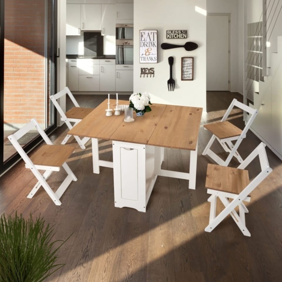image 1 of Santos Butterfly Dining Set - Navy Blue - Distressed Waxed Pine | Black | 5