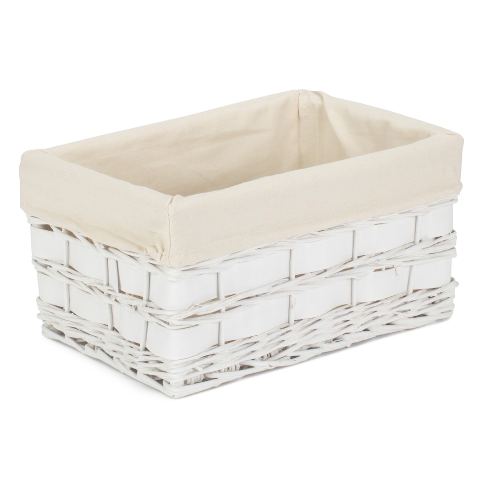 image 1 of Set of 4 Whitewash Scandi Storage Basket With White Lining | White | White | Not provided