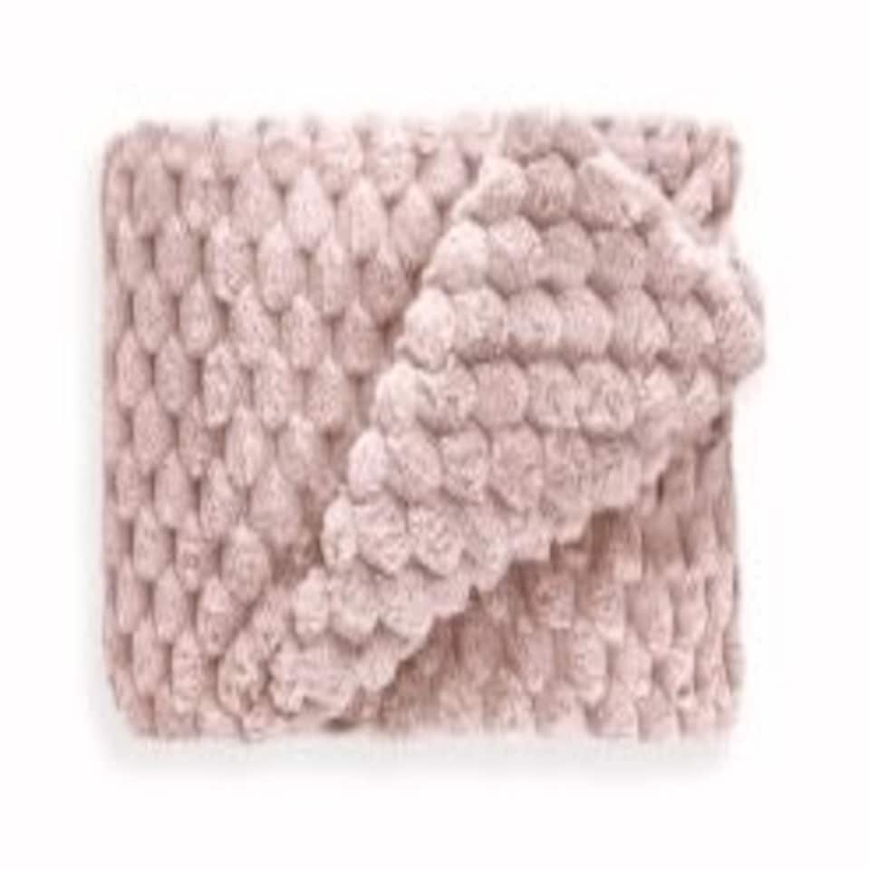 image 1 of Leah Collection Deluxe Throw in Blush Pink (55" x 71") Pink | Pink