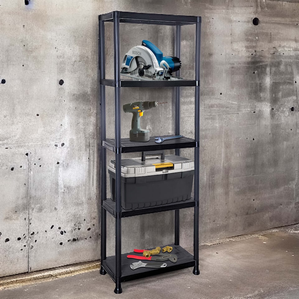 image 1 of 5 Tier Plastic Racking Shelf Heavy Duty Garage Shelving Storage Unit Organiser