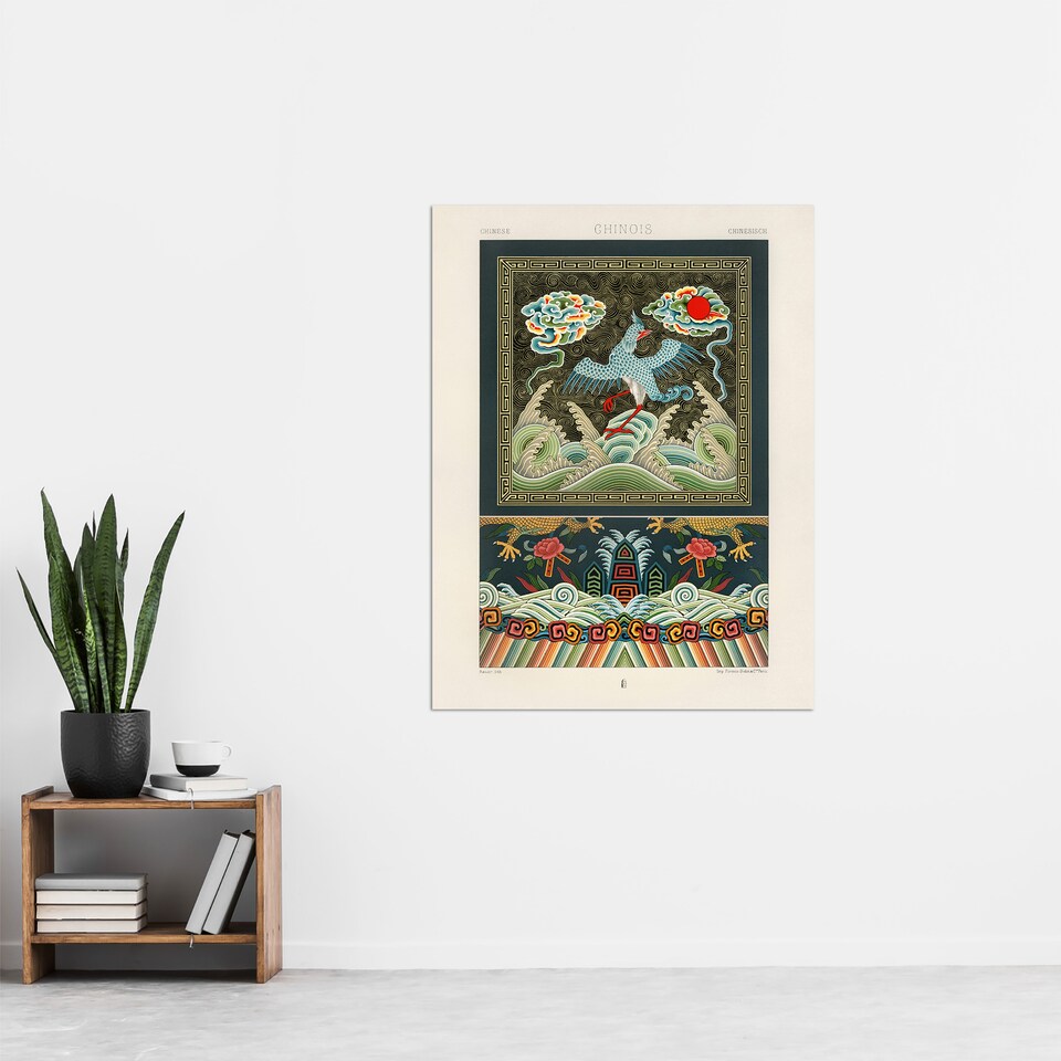 image 1 of Chinese Patterns with Birds Racinet Vintage Huge Wall Art Poster Print 24X32"