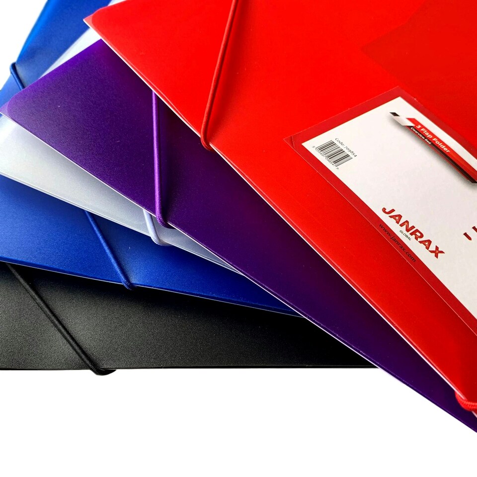 image 1 of Pack of 12 A4 Clearview Assorted Colour 3 Flap Folders with Elasticated Closure