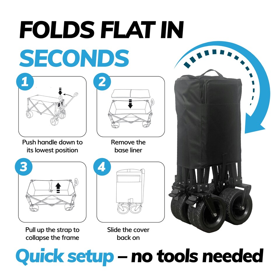 image 1 of 120L Foldable Utility Trolley Garden Home Camping Festivals No Assembly 120kg Load