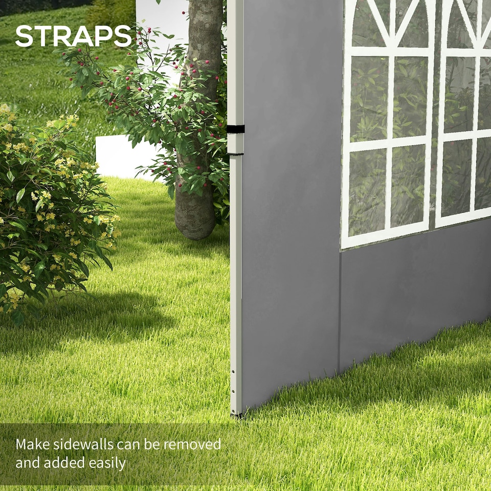 image 1 of Outsunny Gazebo Side Panels for 3x3(m) or 3x4m Pop Up Gazebo, 2 Pack, Black
