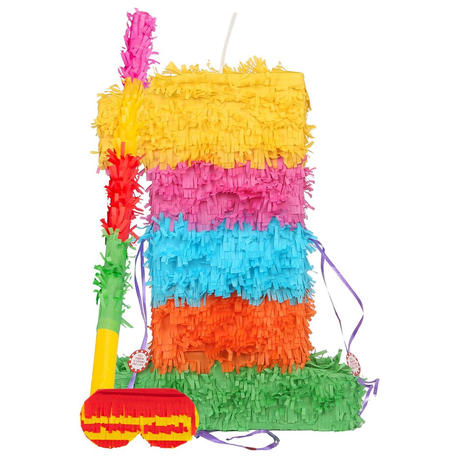 image 1 of Pinatas Number 1 Cardboard Pinata, Stick and Blindfold Set - W35cm x D7.5cm x H50cm - Multi