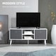 image 3 of HOMCOM Modern TV Cabinet Stand w/ Shelves & Drawers, Bedroom White & Grey