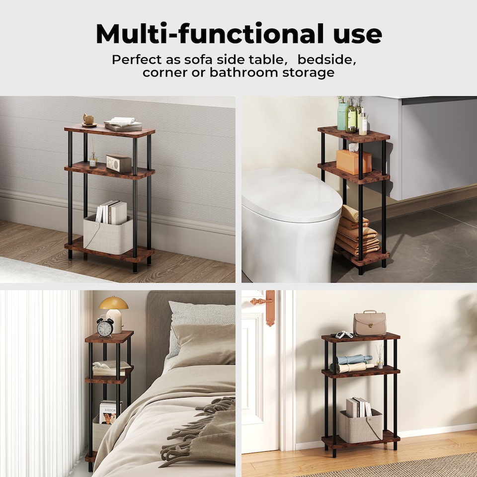 image 1 of Levede Slim Side Table 3 Tier Narrow Sofa End Table Bedside Storage Stand