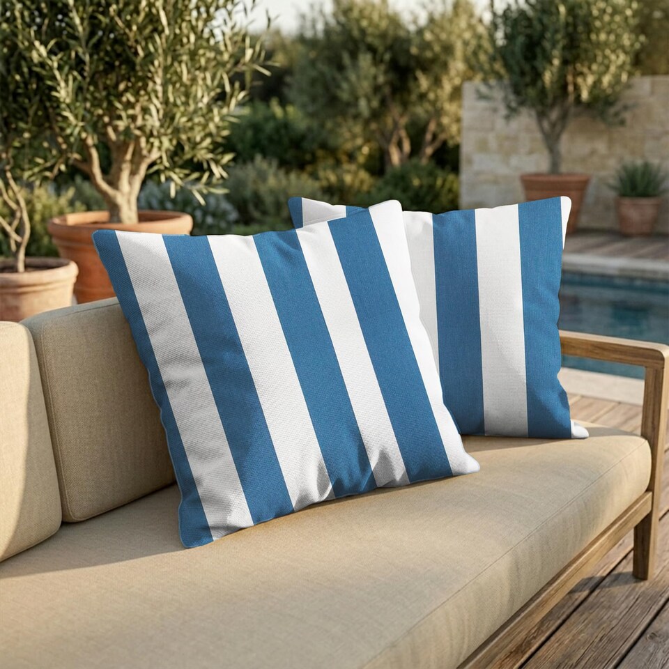 image 1 of Covers&All Sunbrella Throw Pillows Pack Of 2, Square 18 in x 18 in, Cabana Regatta