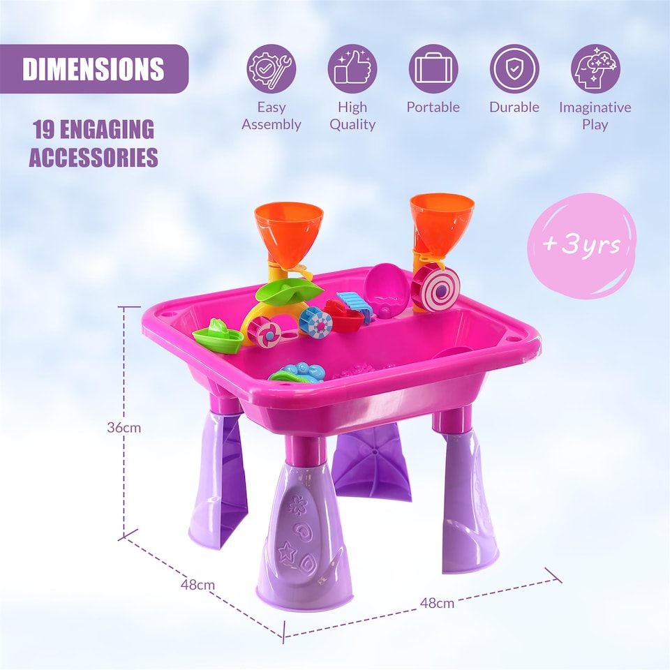image 1 of The Magic Toy Shop Sand and Water Table 23-Piece Pink Kids Outdoor Play Set
