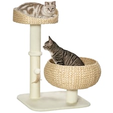 PawHut 72cm Cat Tree with 2 Beds, Cat Tower with Scratching Post, Toy Ball for for Indoor Kittens - Beige