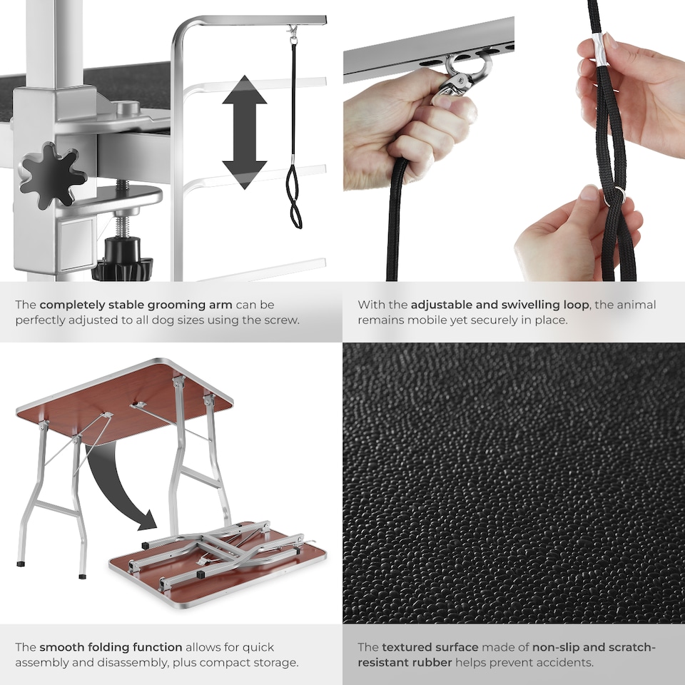image 1 of Dog Grooming Table with Arm | Black | black/grey | 98 x 60 x 156,50 cm | 1