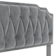 image 5 of Yaheetech 135 cm W x 190 cm L Upholstered Bed Frame with Button-Tufted Headboard Light Grey
