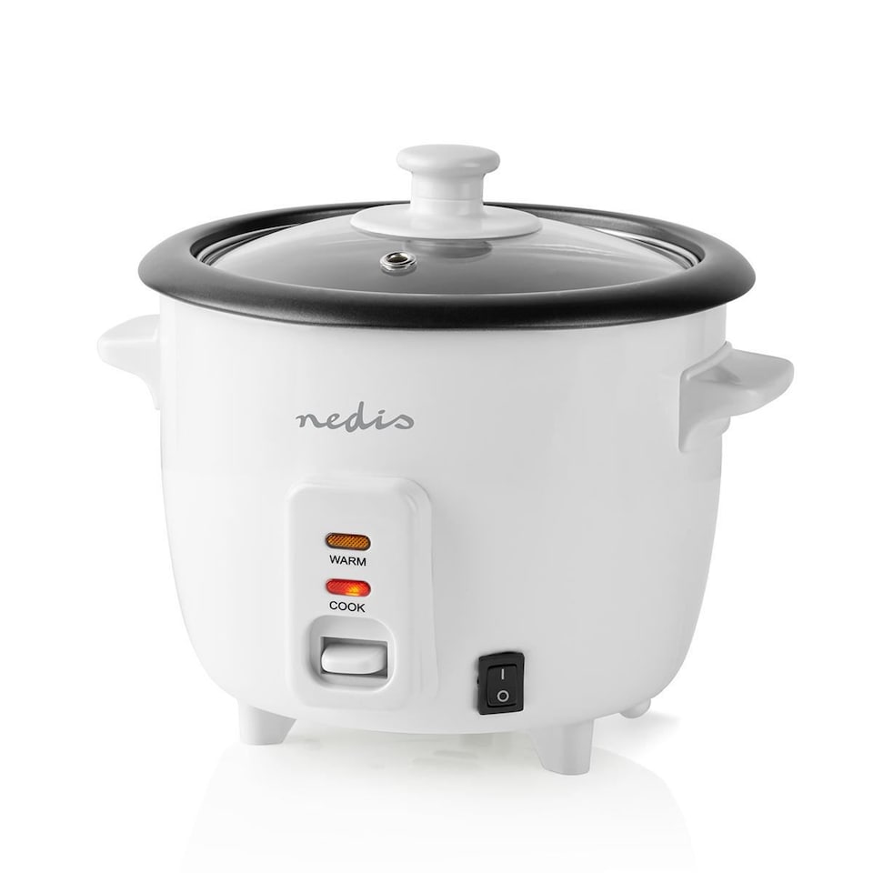 image 1 of Nedis 0.6L Rice Cooker & Steamer with Keep-Warm Function, 300W, for 1-2 People, Quick Preparation Without Burning, Non-Stick Coating incl. Steamer Insert