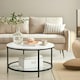 image 3 of 2 Tier Round Faux Marble Coffee Table White