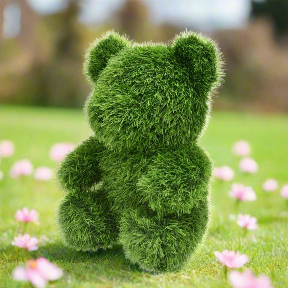 image 1 of True Products Artificial Grass Topiary Bear Indoor Outdoor Garden Lawn Event Office Wedding Decor