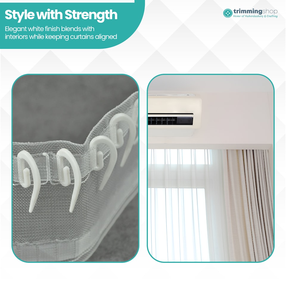 image 1 of White Plastic Curtain Hook Strong Durable Shower Rail Hooks - 50pcs