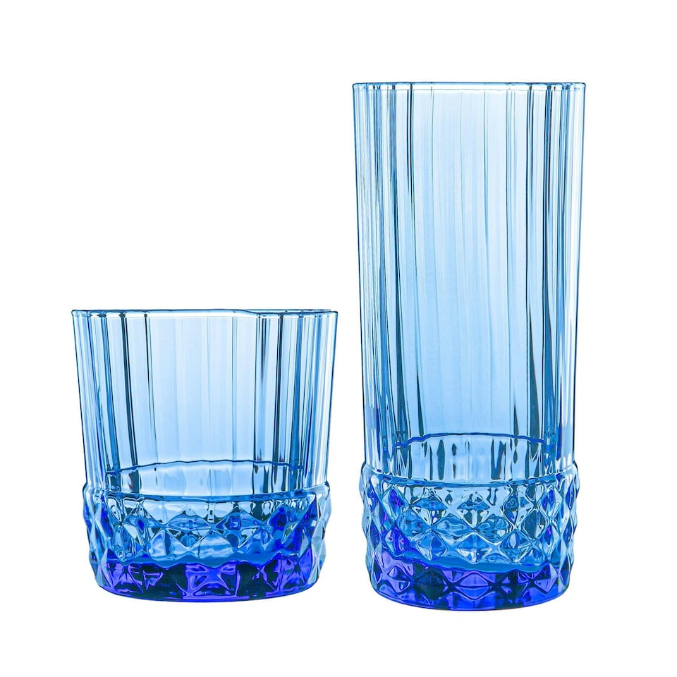 image 1 of Bormioli Rocco 12 Piece America '20s Large Glassware Set - Sapphire Blue Blue