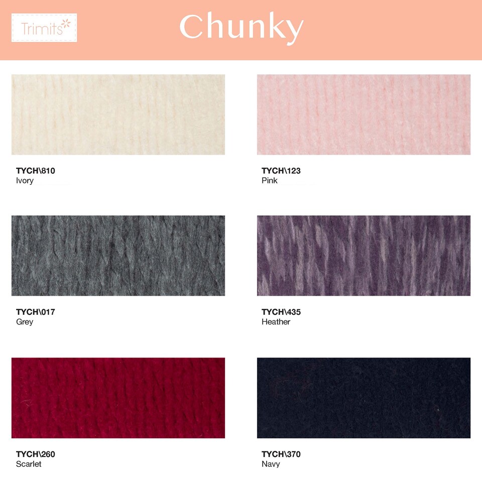 image 1 of Trimits Chunky Knitting Yarn 6 x 100g Acrylic Knitting & Crochet Wool Soft Touch Machine Washable OEKO-TEX