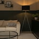image 2 of ValueLights Camden Brushed Chrome Tripod Floor Lamp Navy Shade Blue
