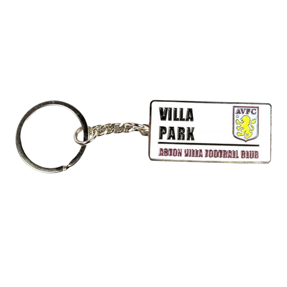 image 1 of Aston Villa FC Street Sign Keyring | Silver | Silver/White | 1